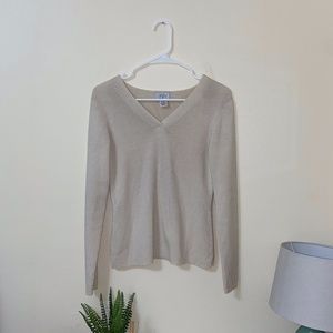 LOFT Cream V-neck Sweater